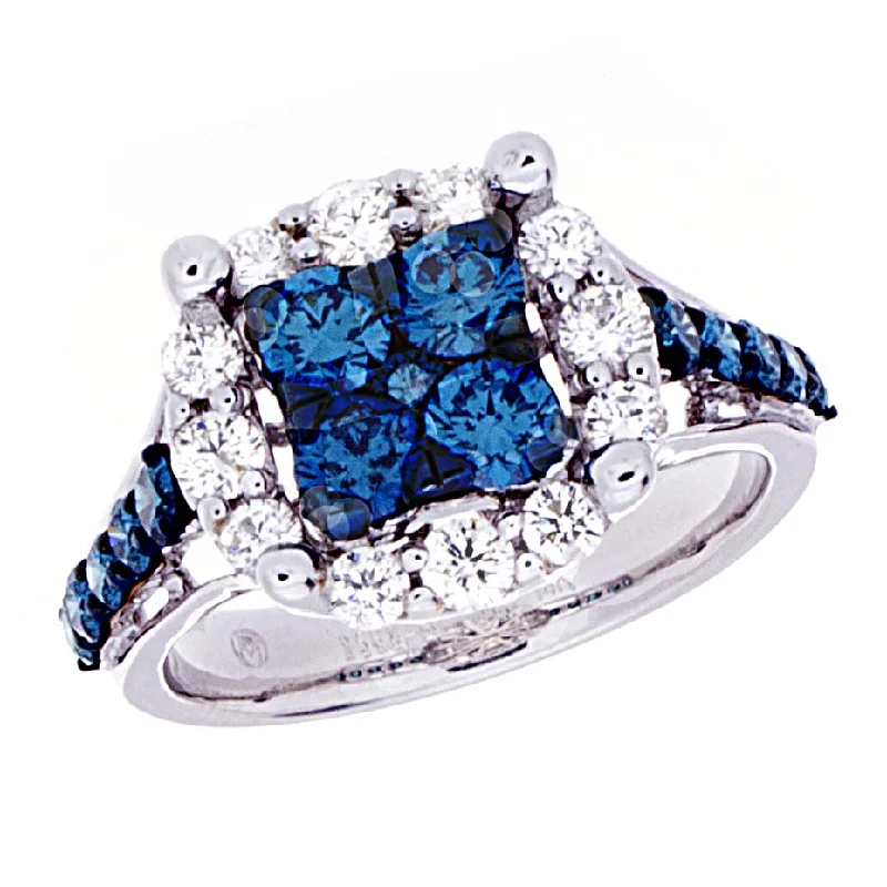 women’s classic solitaire engagement rings -Blue Diamond Ring