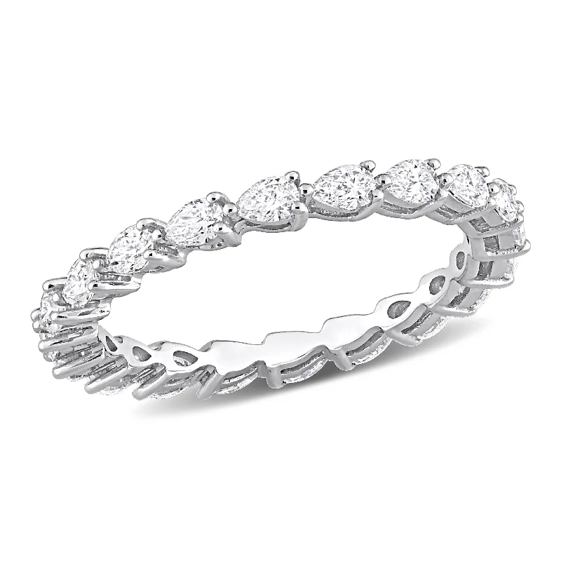 women’s unique gemstone engagement rings -Miadora 1ct TDW Pear-Cut Diamond Eternity Ring in 14k White Gold