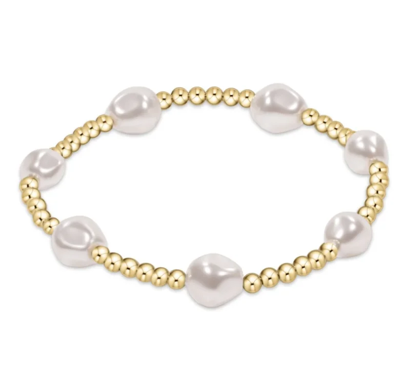 gold chain bracelets for women -E Newton Admire 3mm Bead Bracelet - Gold Pearl