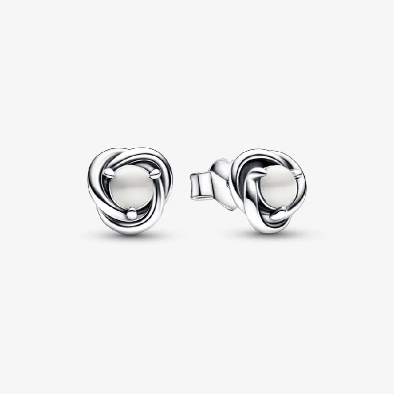 women’s oversized earrings -Eternity Circle Stud Earrings | June White