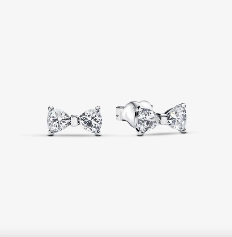 women’s teardrop earrings -Sparkling Small Bow Stud Earrings