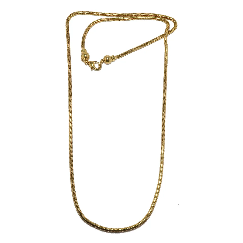 women’s birthstone pendant necklaces -Brass Chain Necklace Gold-Plated Thick Snake