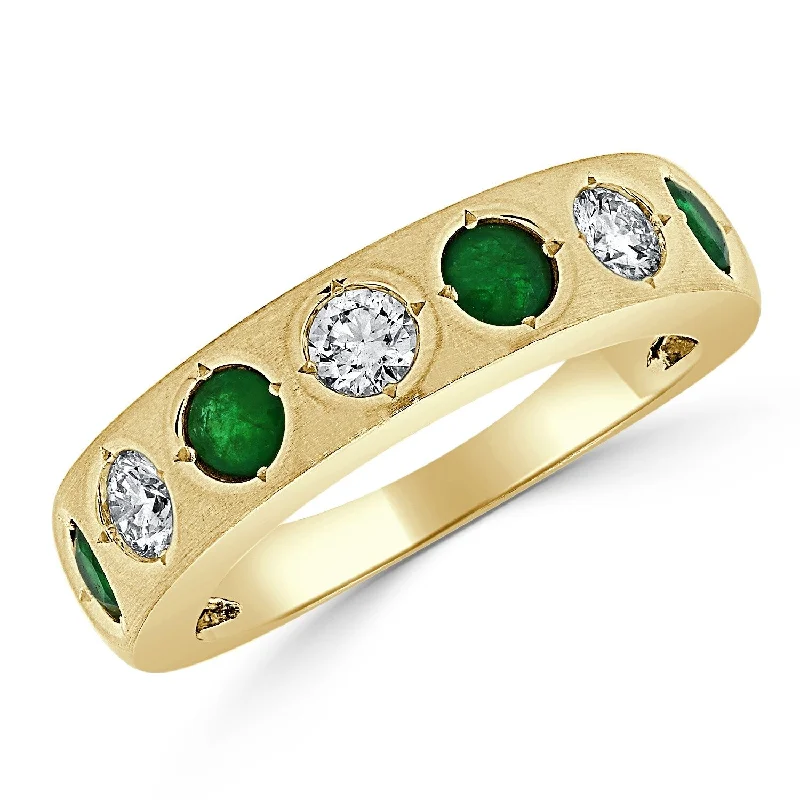 women’s platinum three-stone engagement rings -Joelle Emerald & Diamond Band 14K Rose Gold