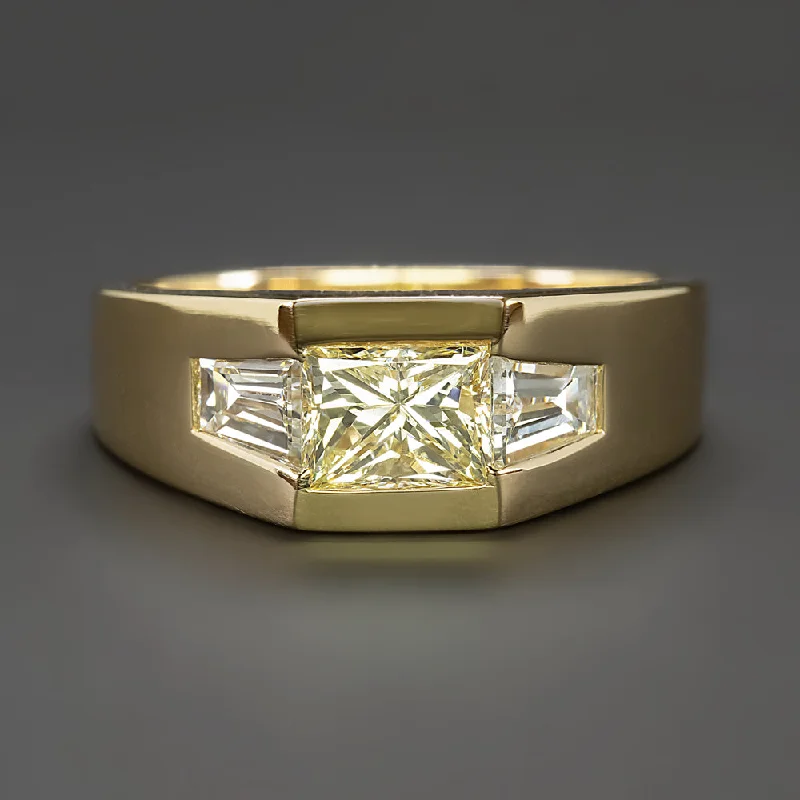 women’s wedding ring sets -1.66ct DIAMOND COCKTAIL RING FANCY LIGHT YELLOW PRINCESS CUT 18k YELLOW GOLD