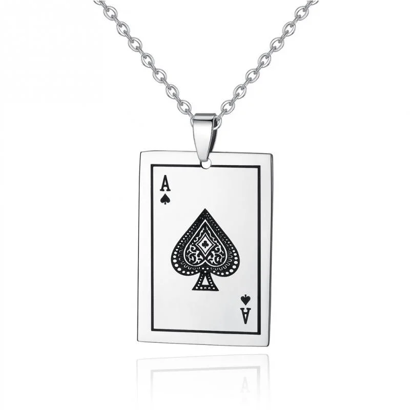 women’s luxury diamond necklaces -Ace Playing Card Stainless Steel Pendant Necklace