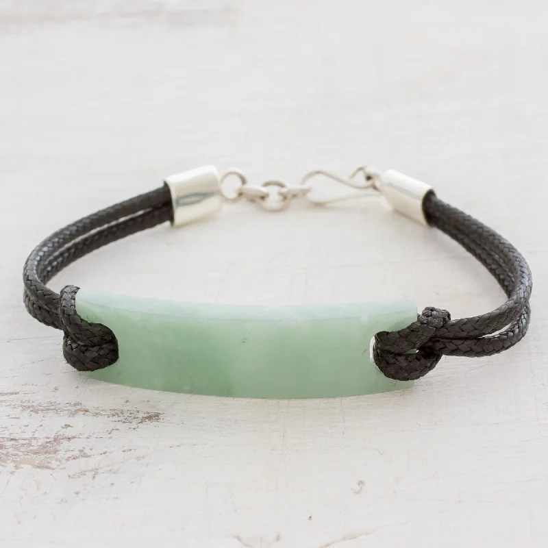 women’s stretch bracelets -Monolith in Light Green Simple Jade Pendant Bracelet in Light Green from Guatemala