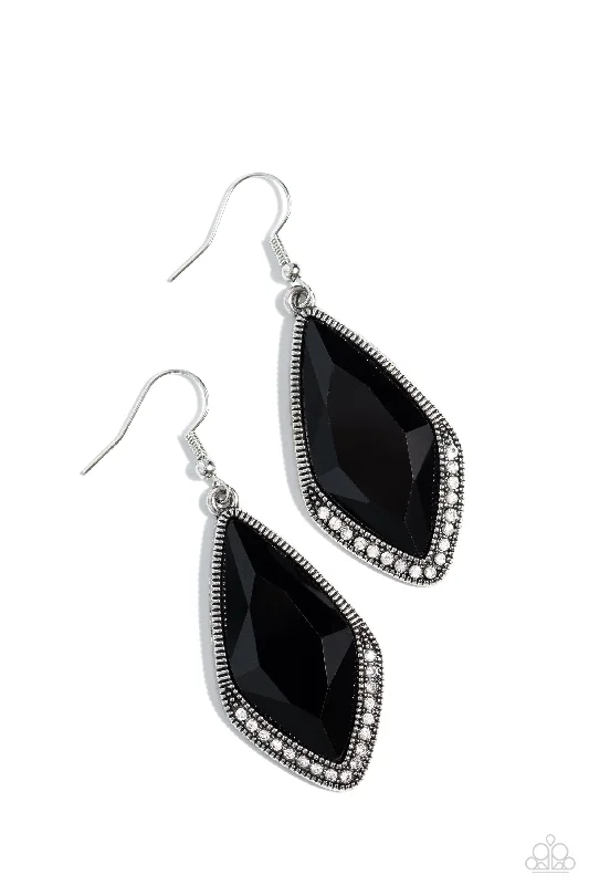 women’s pearl drop earrings -Deco Dazzle - Black