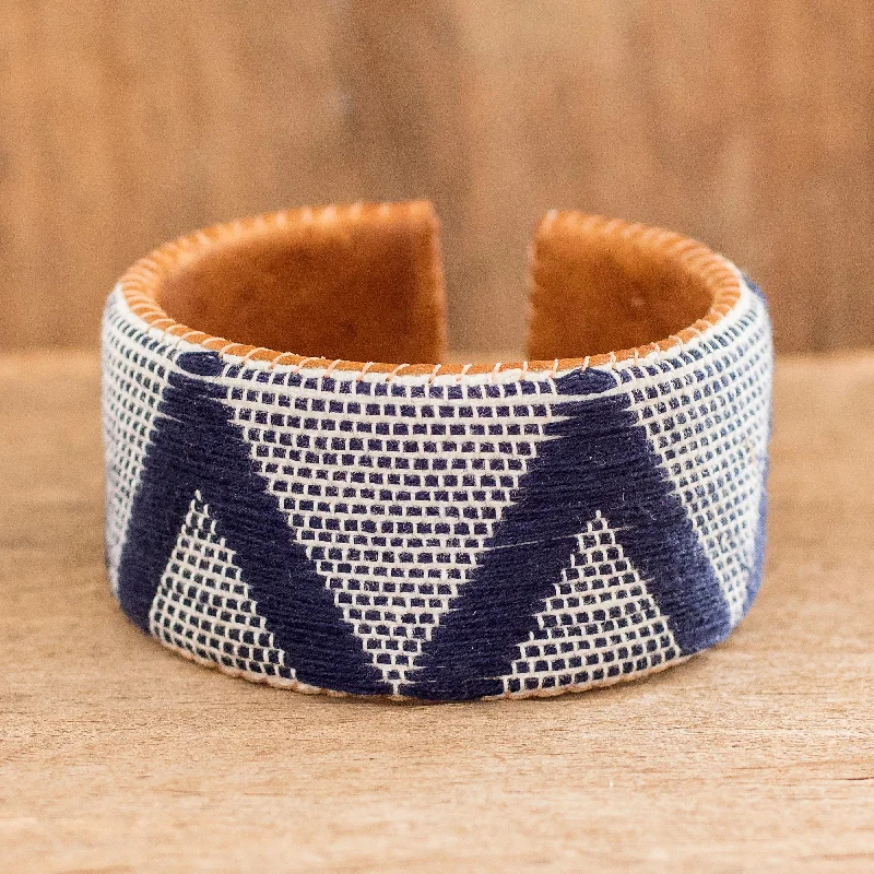 women’s matching bangles -Comalapa Highlands in Blue Artisan Crafted Blue and White Bracelet