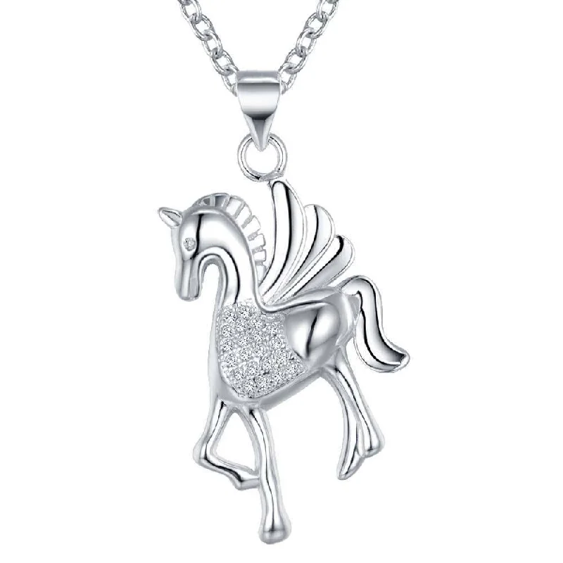 women’s thick necklaces -Pegasus Sterling Silver Necklace Pendant for Woman