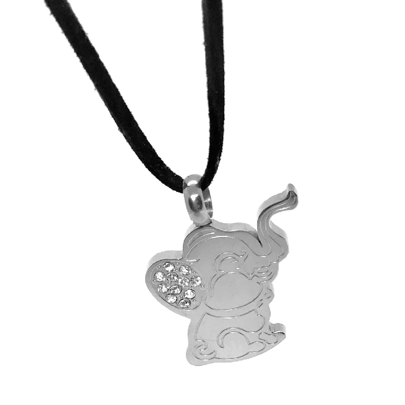 women’s minimalist necklaces -CZ Baby Elephant Stainless Steel Pendant Necklace