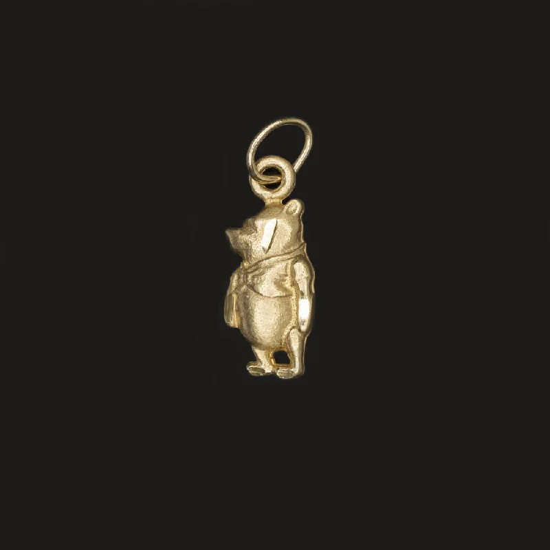 women’s geometric rings -SOLID 14k YELLOW GOLD WINNIE THE POOH CHARM PENDANT BEAR DISNEY NECKLACE GIFT