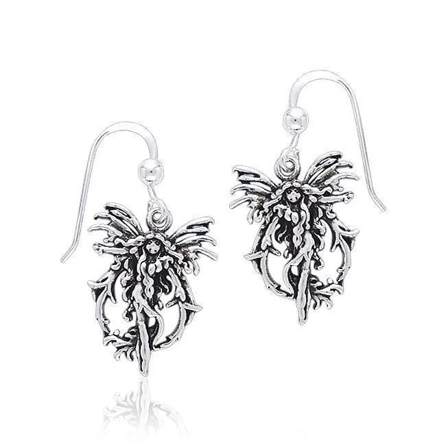 women’s stud earrings with gemstones -Fire Element Fairy Sterling Silver Earrings TE2080