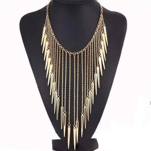 women’s diamond chain necklaces -Edgy Icicles Large Gold Necklace for Women