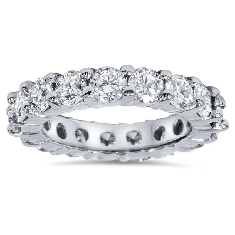 women’s unique gemstone engagement rings -Pompeii3 Platinum 4 ct TDW Diamond Eternity Ring Womens Wedding Anniversary Stackable Engagement Band