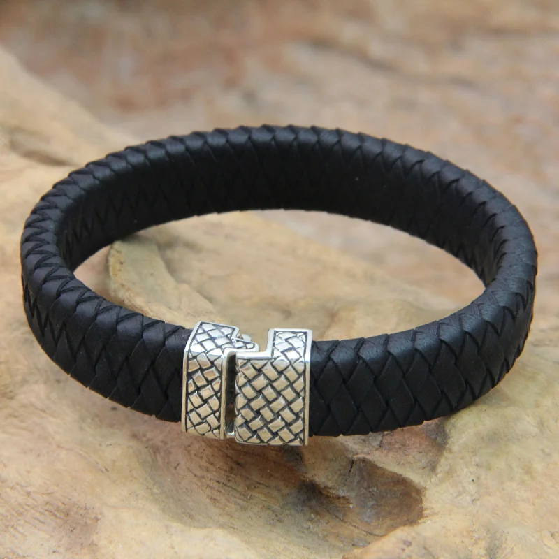 chic bracelets for women -Virile Leather Men's Bracelet