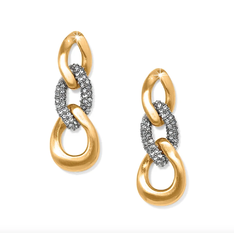 women’s timeless earrings -Cleo Pave Link Post Drop Earrings