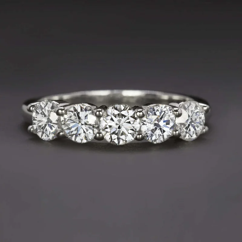 women’s eternity bands -1.5ct GIA CERTIFIED DIAMOND WEDDING RING PLATINUM 5 STONE BAND EXCELLENT CUT