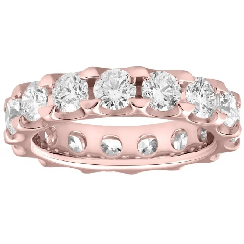 women’s engagement rings with side stones -VS 5 Carat Diamond Eternity Ring in 10k Rose Gold Lab Grown