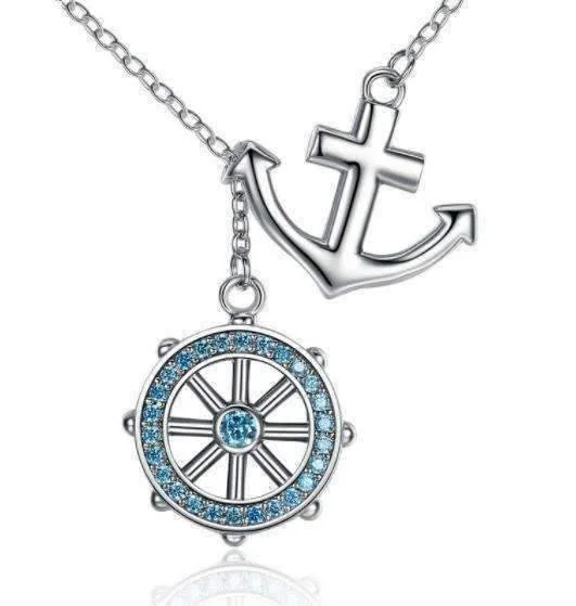 silver necklaces for women -Nautical Adventure Blue Topaz Sterling Silver Lariat Necklace