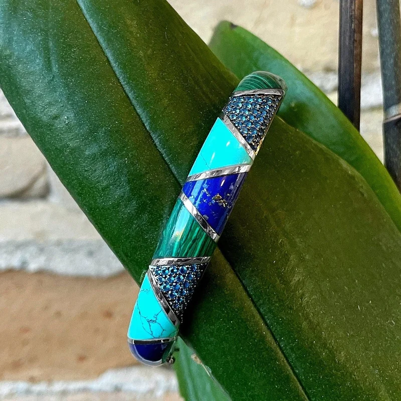 women’s bangles set -Blue and Green Inlay Bracelet