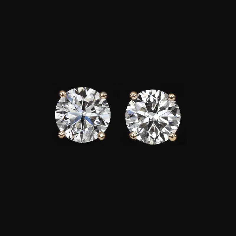 women’s gemstone rings -2.14ct NATURAL DIAMOND STUD EARRINGS F SI ROUND BRILLIANT CUT 14k YELLOW GOLD