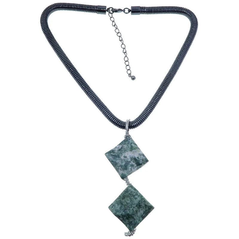 women’s engraved necklaces -Tree Agate Necklace Hugged by Nature Green Gemstone