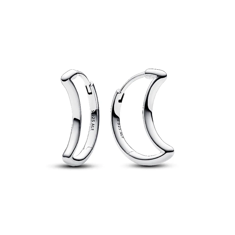 women’s art deco earrings -Moon Hoop Earrings