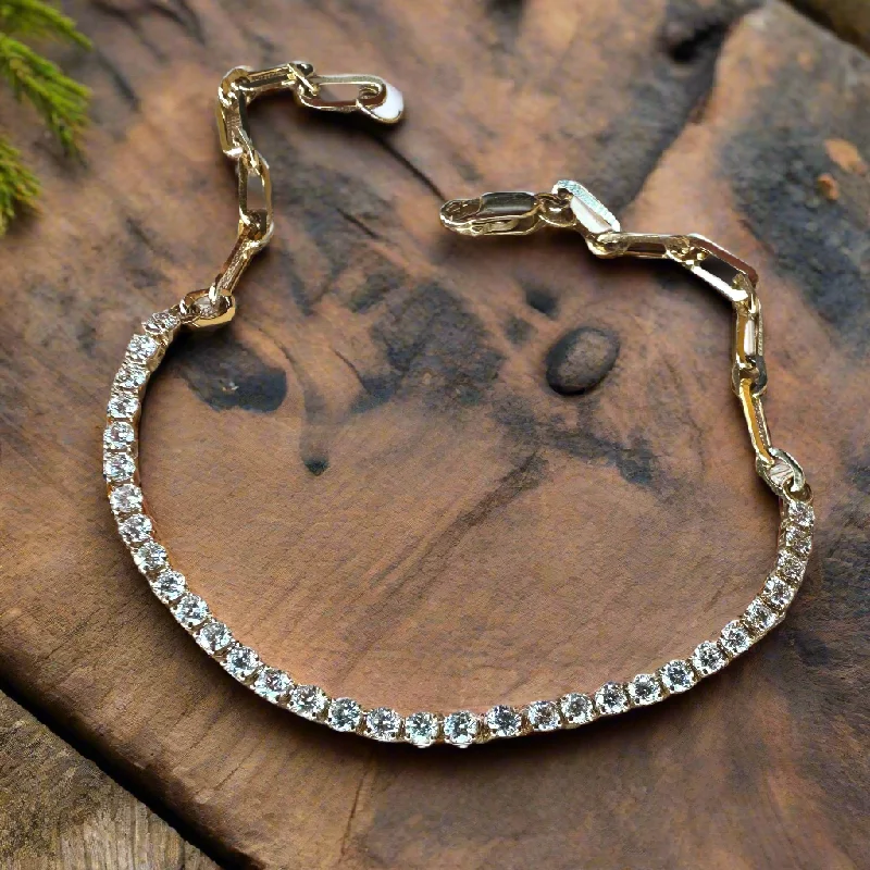 women’s stretch bracelets -Diamond Tennis Link Bracelet