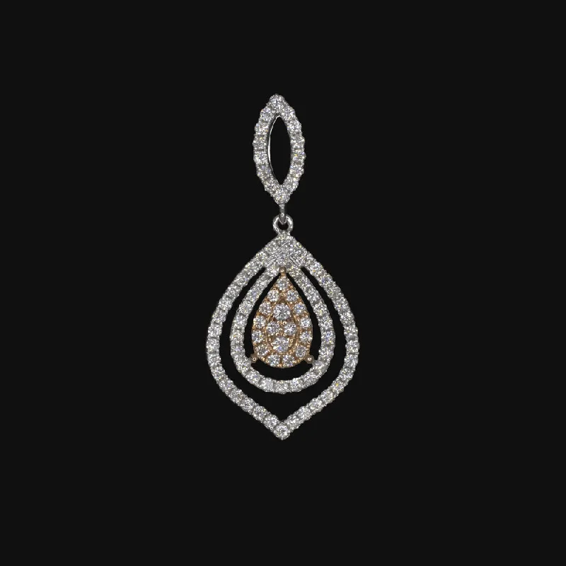 diamond rings for women -1ct DIAMOND PENDANT TEARDROP PEAR SHAPE PAVE 14k WHITE ROSE GOLD HALO NECKLACE