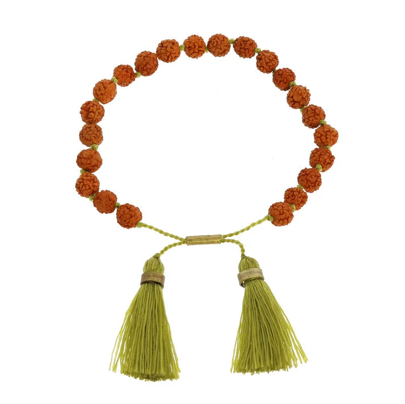 elegant bracelets for women -Mala and Tassel Bracelet - Chartreuse