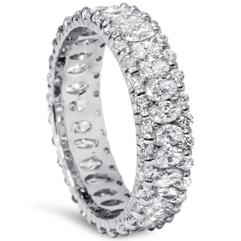 women’s gold and diamond engagement rings -2 5/8ct Marquise Diamond Eternity Ring White Gold