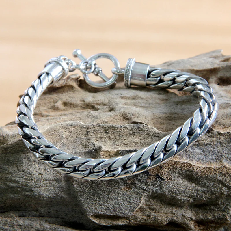 vintage-inspired bangles for women -Silver Choices Men's Sterling Chain Link Bracelet