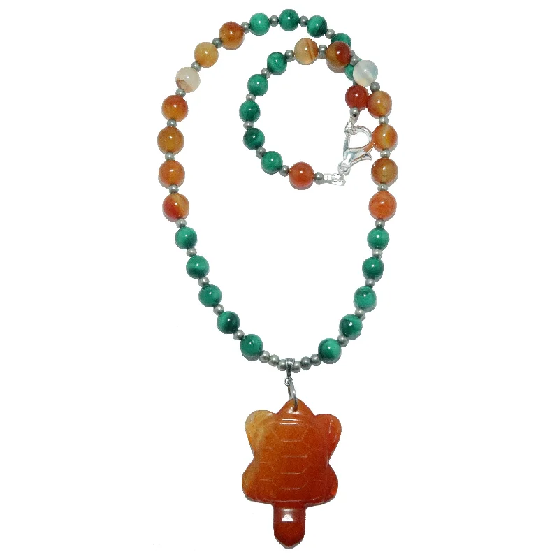 women’s unique pendant necklaces -Carnelian Necklace Malachite Light my Fire Turtle Crystal