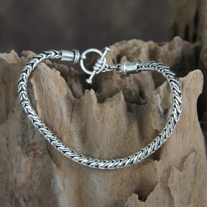 casual bangles for women -Dragon Tail Sterling Silver Men's Chain Bracelet