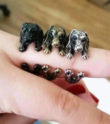 women’s luxury sapphire necklaces -Puppy Love Dachshund Dog Adjustable Size Animal Wrap Ring