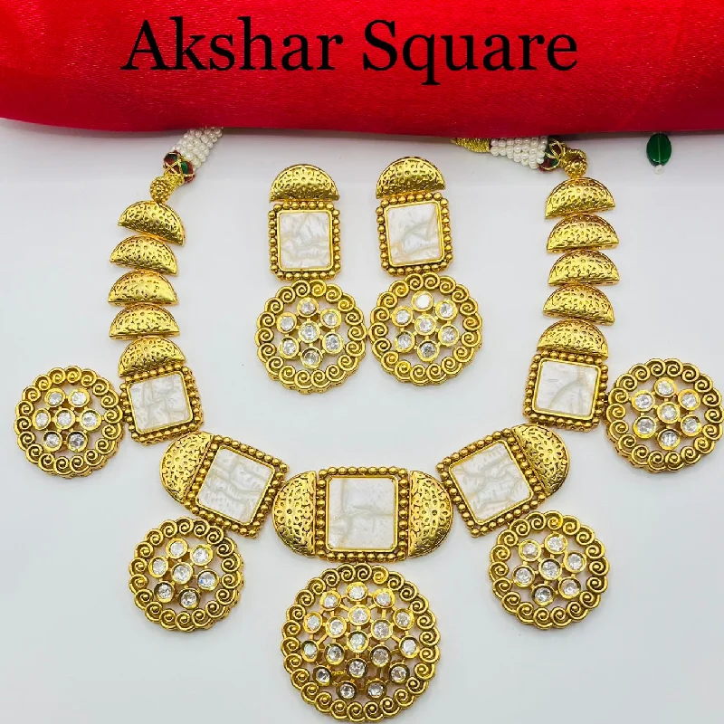 women’s chain necklaces -Rajwadi gold polish kundan necklace set