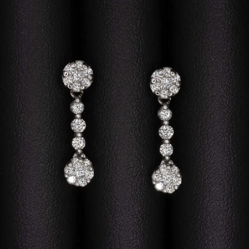 women’s vintage wedding rings -1 CARAT NATURAL DIAMOND DANGLE EARRINGS CLUSTER DROP 14k WHITE GOLD CLASSIC 1ct