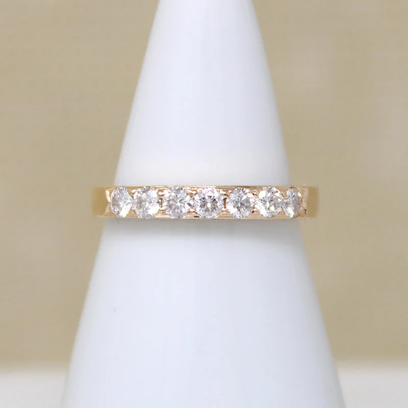 women’s halo engagement rings -Refined Seven Diamond Band in Yellow Gold by 720