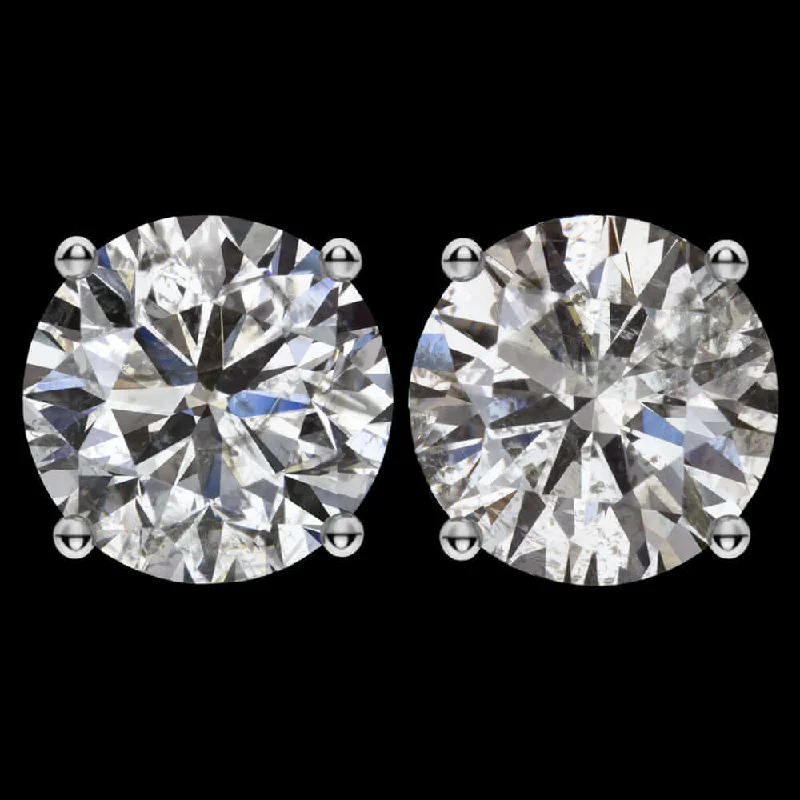 women’s luxury rings with diamonds -4.05ct VERY GOOD CUT I SI DIAMOND STUD EARRINGS ROUND BRILLIANT NATURAL PAIR 4ct