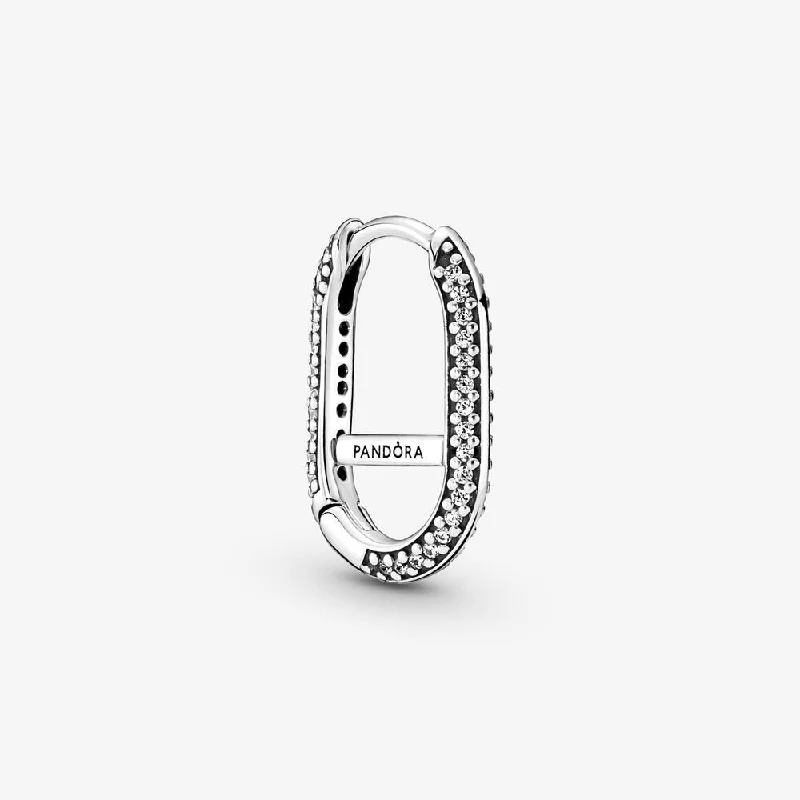 women’s diamond hoop earrings -Pavé Link Earring