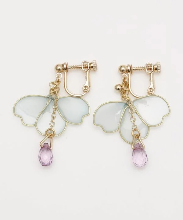 women’s gold drop earrings -HARU-NISHIKI Sakura Clip Earrings