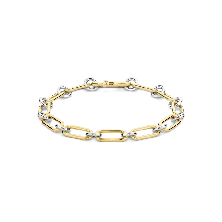 diamond bracelets for women -Elongated Link Two Tone Bracelet