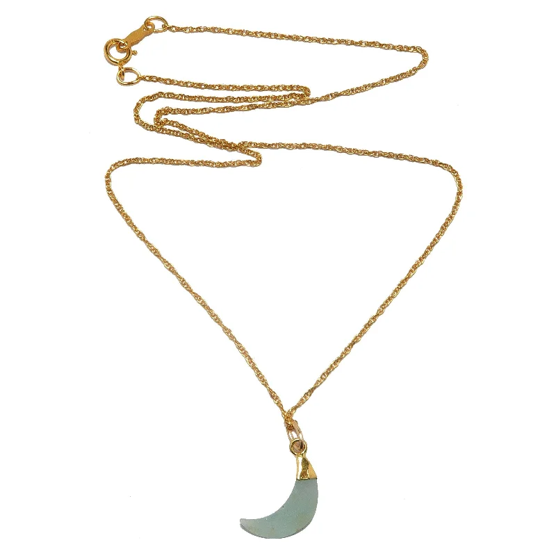 women’s black diamond necklaces -Aquamarine Necklace Blue Moon Gem 24-Karat Gold