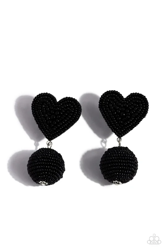 women’s pearl earrings -Spherical Sweethearts - Black