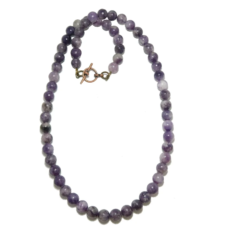 women’s charm pendant necklaces -Lepidolite Necklace Garland of Grace Spiritual Stones