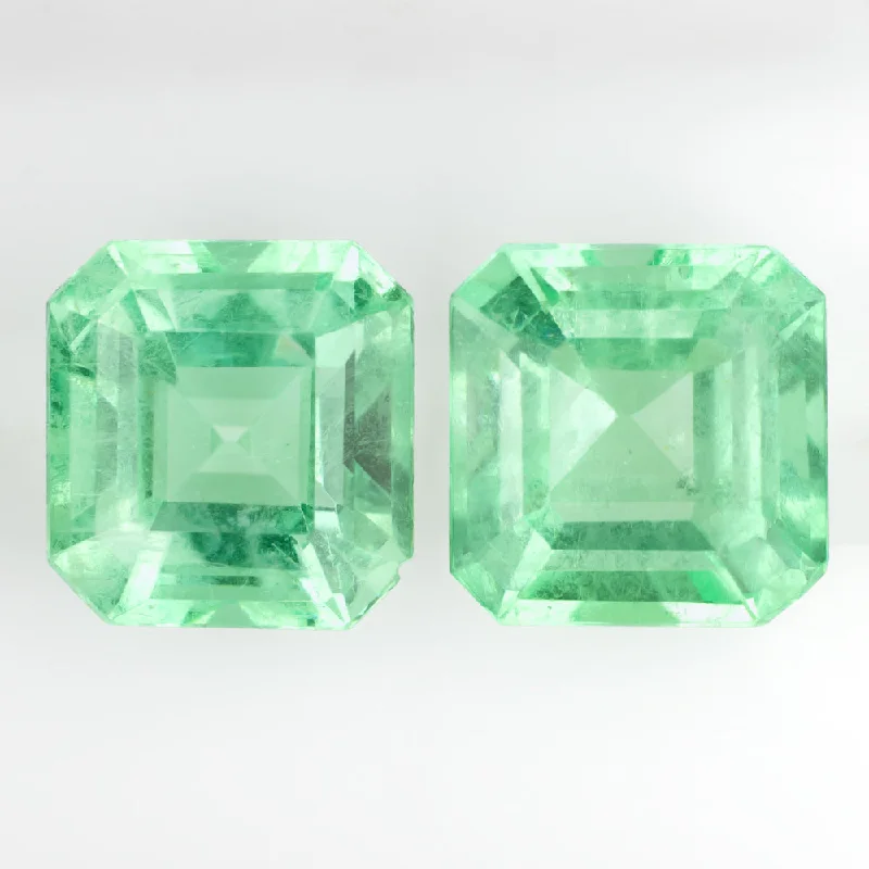 women’s silver rings with gemstones -4.69ct EMERALD PAIR STUD DROP EARRINGS ASSCHER CUT SQUARE LOOSE NATURAL PASTEL