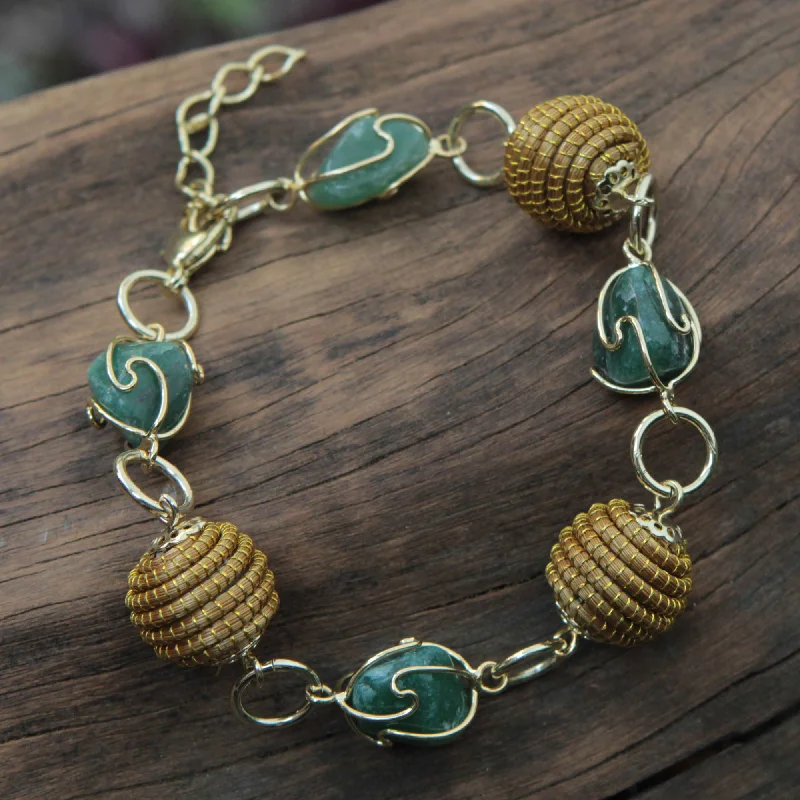 men’s and women’s matching bracelets -All Aglow in Green Agate Link Bracelet