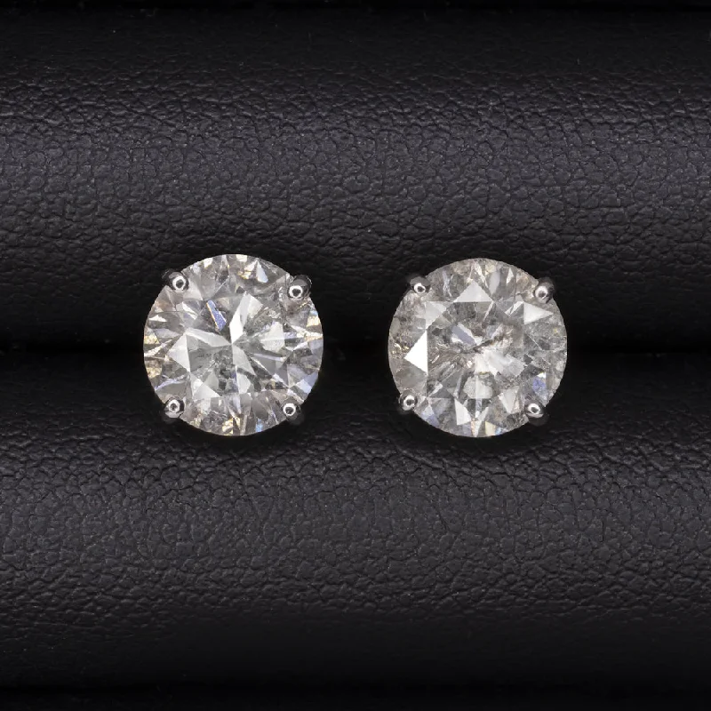 women’s custom birthstone rings -4.40ct VERY GOOD CUT NATURAL DIAMOND STUD EARRINGS ROUND CUT WHITE GOLD 4.5ct