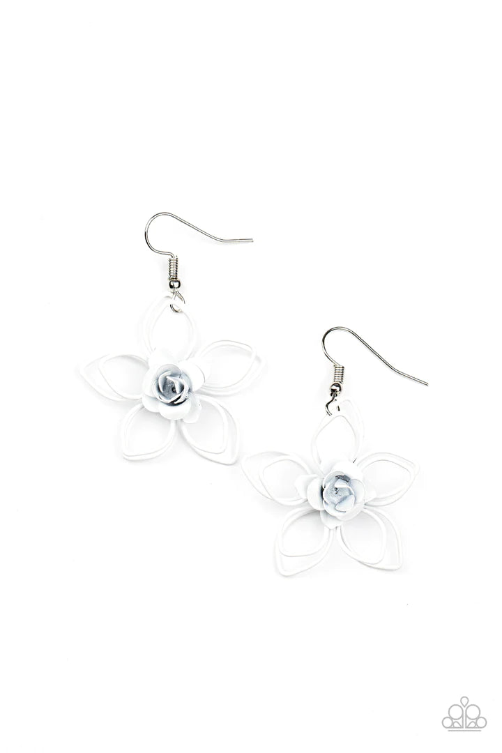 women’s diamond earrings -Botanical Bonanza - White