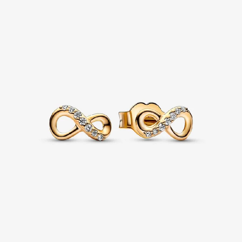 women’s engraved earrings -Sparkling Infinity Stud Earrings